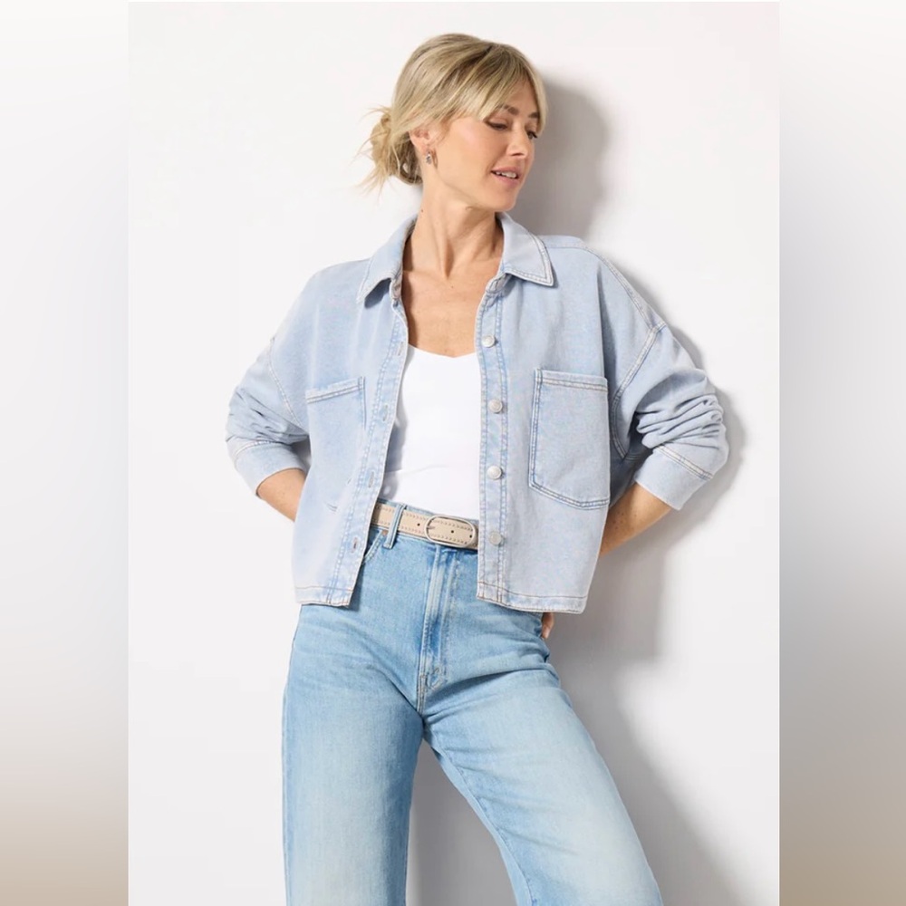 Z Supply All Day Cropped knit denim-like jacket